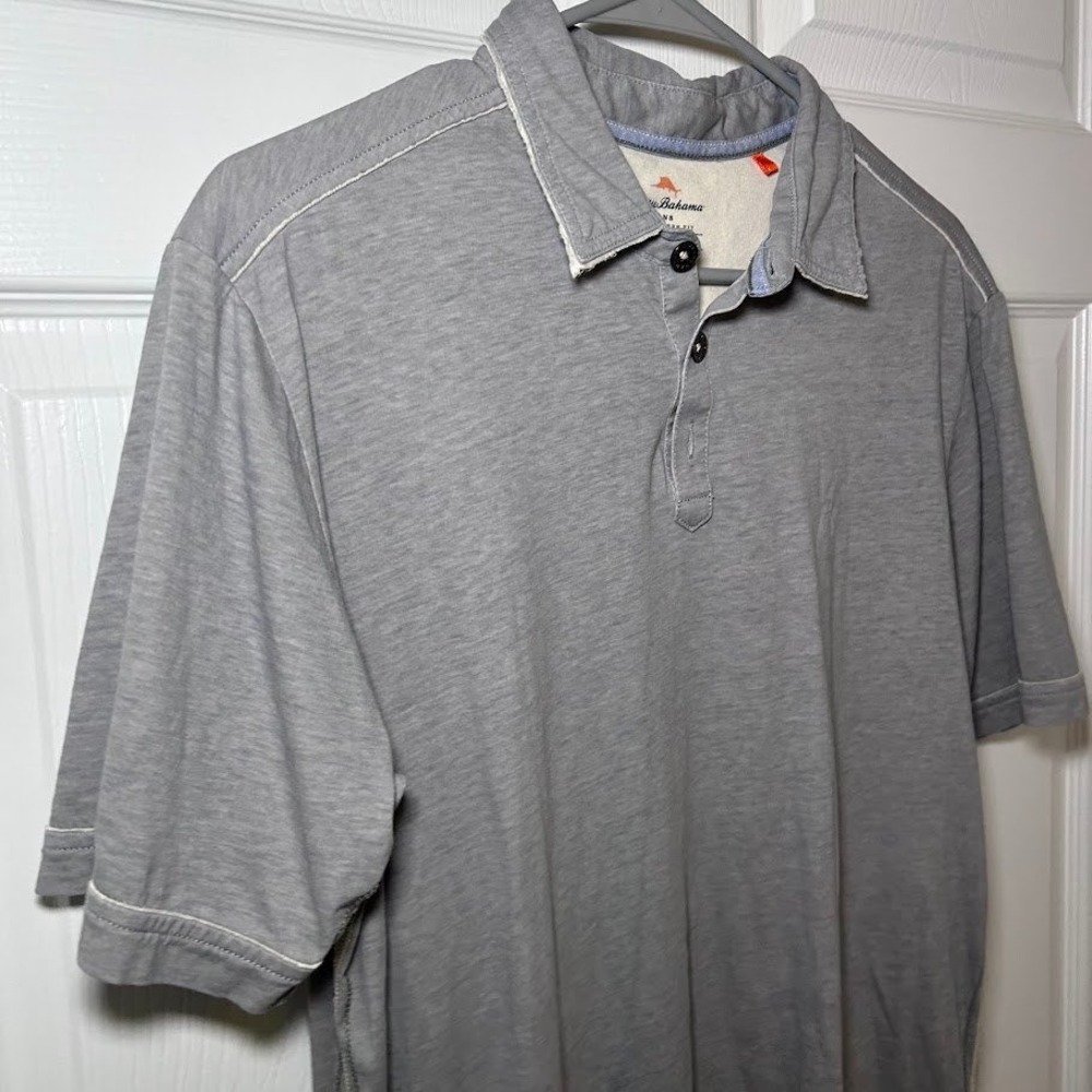 Tommy Bahama Jeans Mens Polo Shirt Gray Island Modern Fit M Short Sleeve - Picture 3 of 9